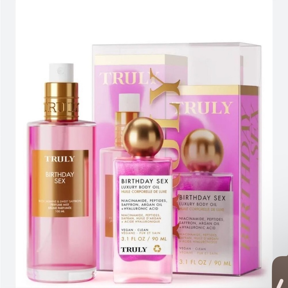 TRULY NEW Birthday Sex Luxury Body Oil & Perfume Mist - Pink and Gold